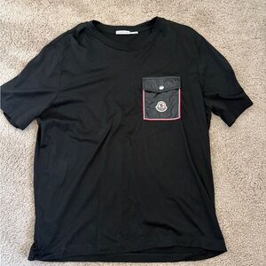 Moncler Black Tee with Pocket Accent